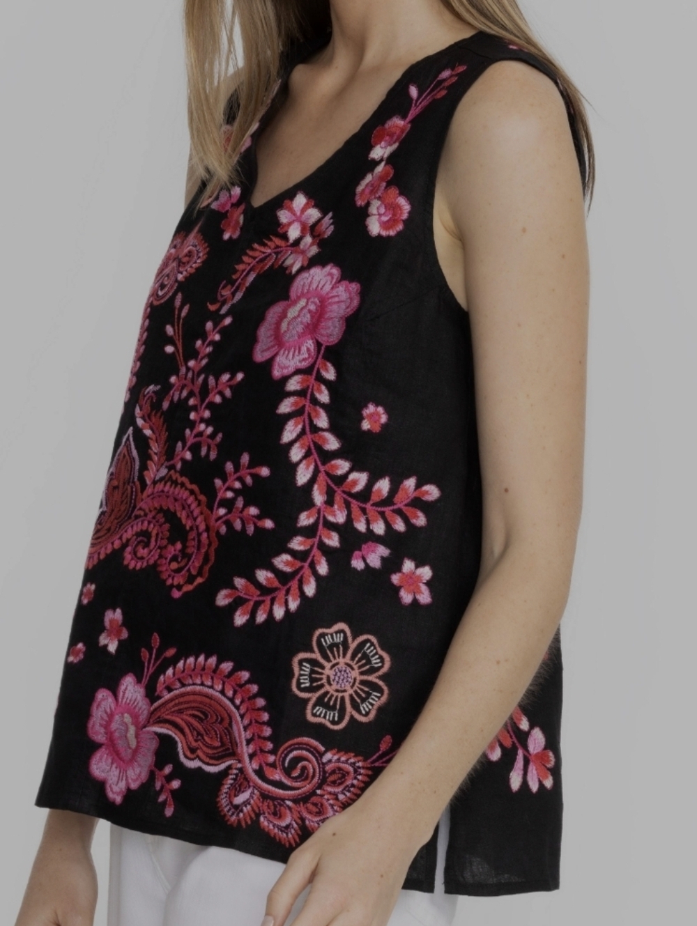 NWT JOHNNY WAS Button Back Cassia Embroidered Tank - Picture 11 of 12